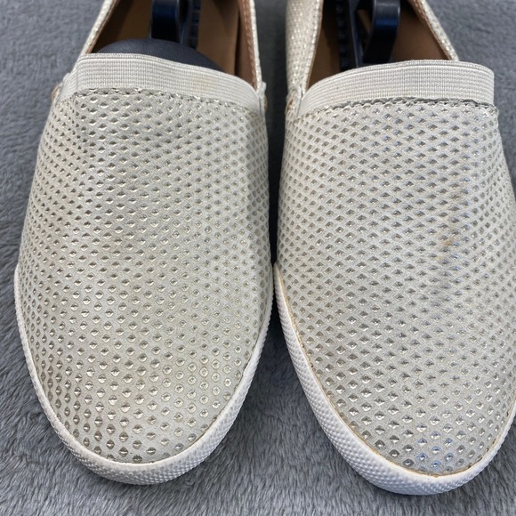 Frye Slip On Shoe Women 8.5 Melanie Metallic Perforated Diamond Leather Sneakers - Picture 3 of 12